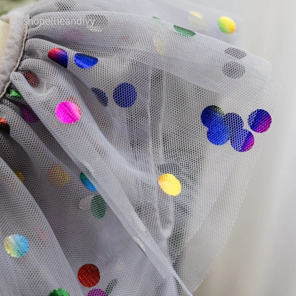 Cuteheads 2T Girl's Gray Tulle Confetti Polka Dot Party Dress - Picture 8 of 10